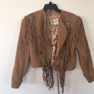Fringe leather Western blazer